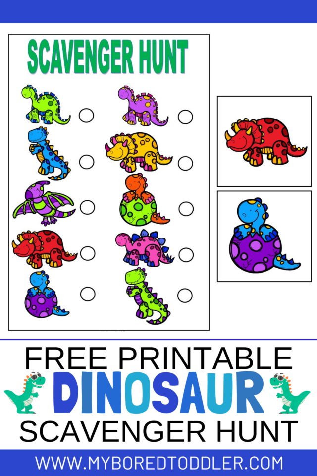 Dinsosaur Scavenger Hunt FREE PRINTABLE My Bored Toddler