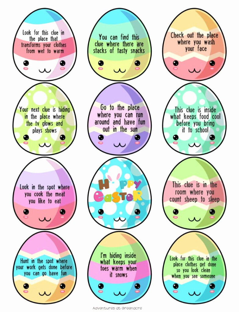 Easter Egg Hunt Clues Free Printable Pdf