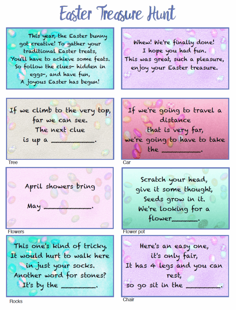 Easter Scavenger Hunt Riddles Free Printable Free Printable