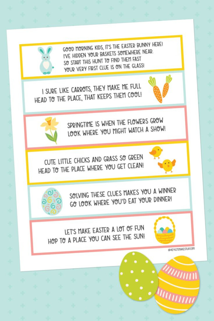 Easter Scavenger Hunt With Free Printable Clues Find The Easter 
