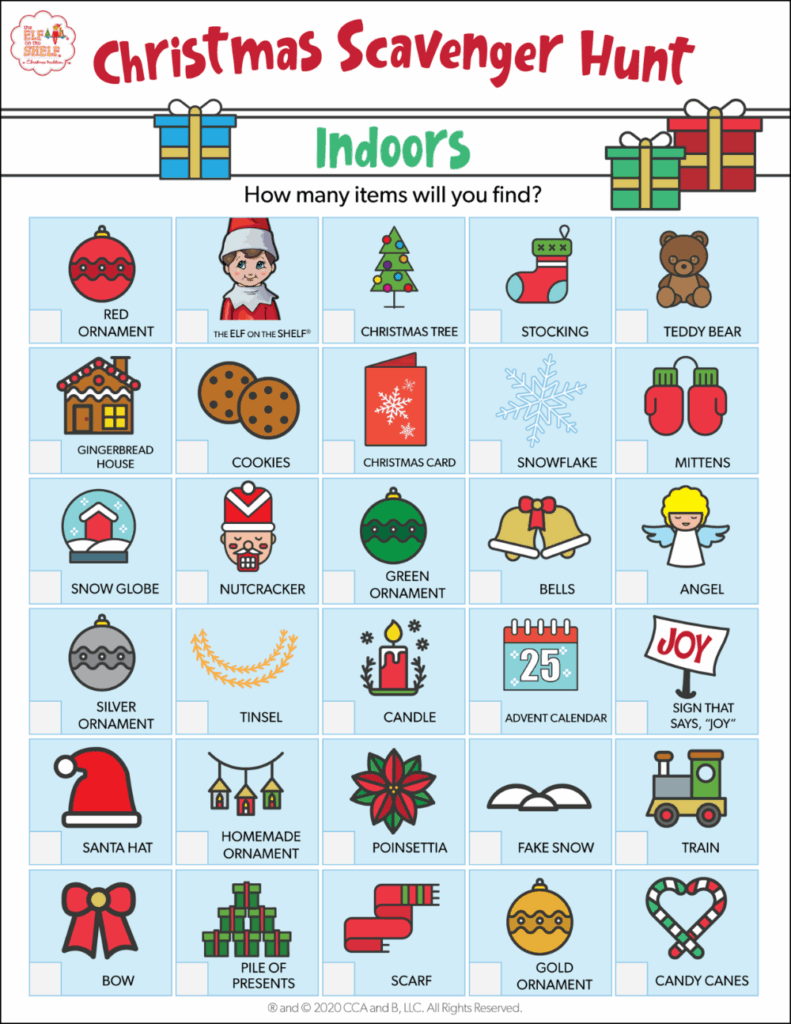 Elf On The Shelf Scavenger Hunt Printables Free