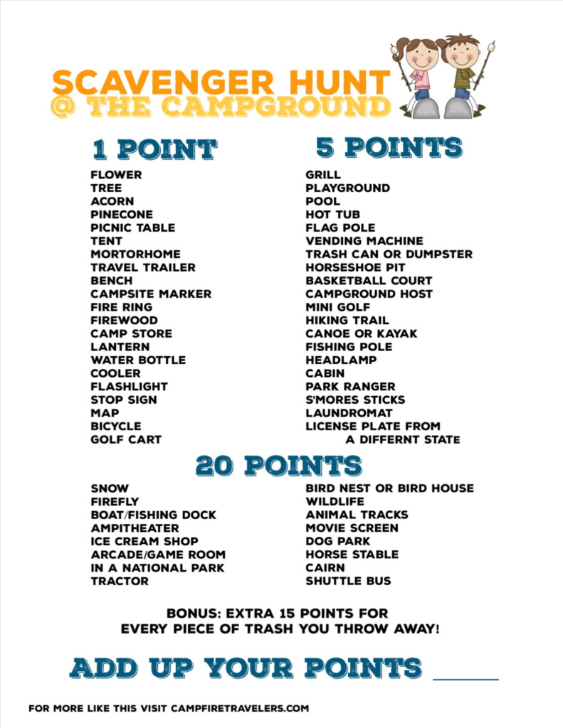 Explore The Great Outdoors With A Printable Camping Scavenger Hunt For 