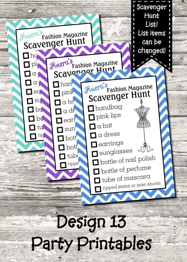 Fashion Magazine Scavenger Hunt List 10 Color Choices Digital
