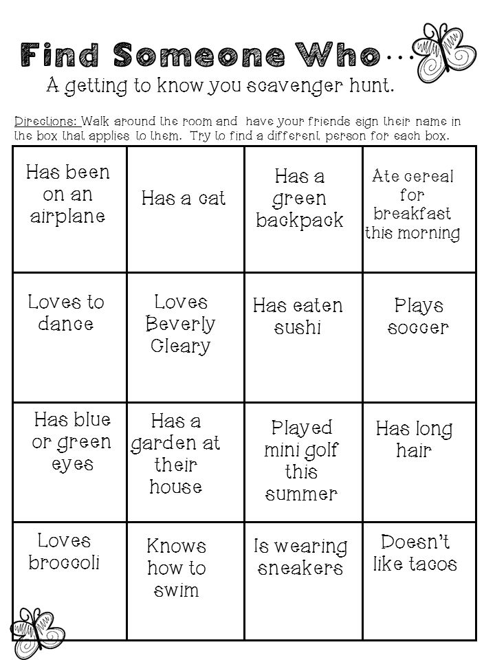 Find Someone Who Scavenger Hunt