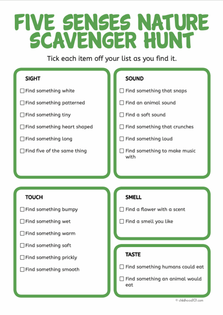 Five Senses Scavenger Hunt Worksheet Professor Feito Vrogue co