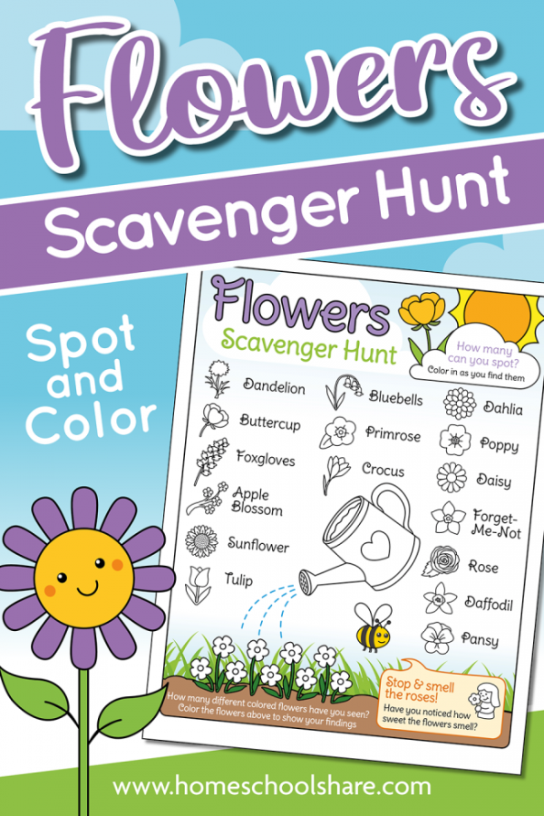 Flower Scavenger Hunt free Printable Homeschool Share