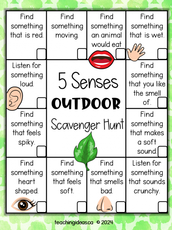 Free 5 Senses Scavenger Hunt Free Printable 