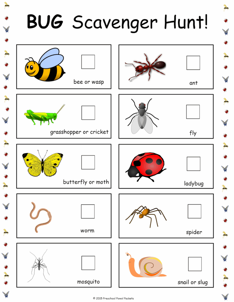  FREE Bug Scavenger Hunt Preschool Powol Packets