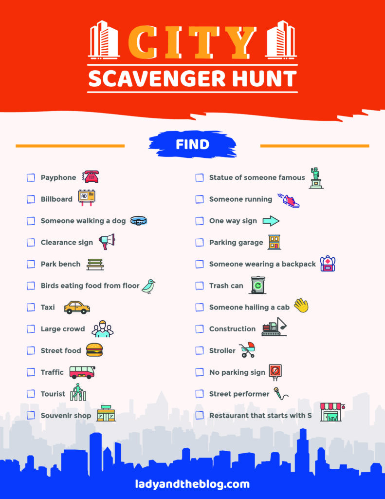 Free City Scavenger Hunt Printable For Kids