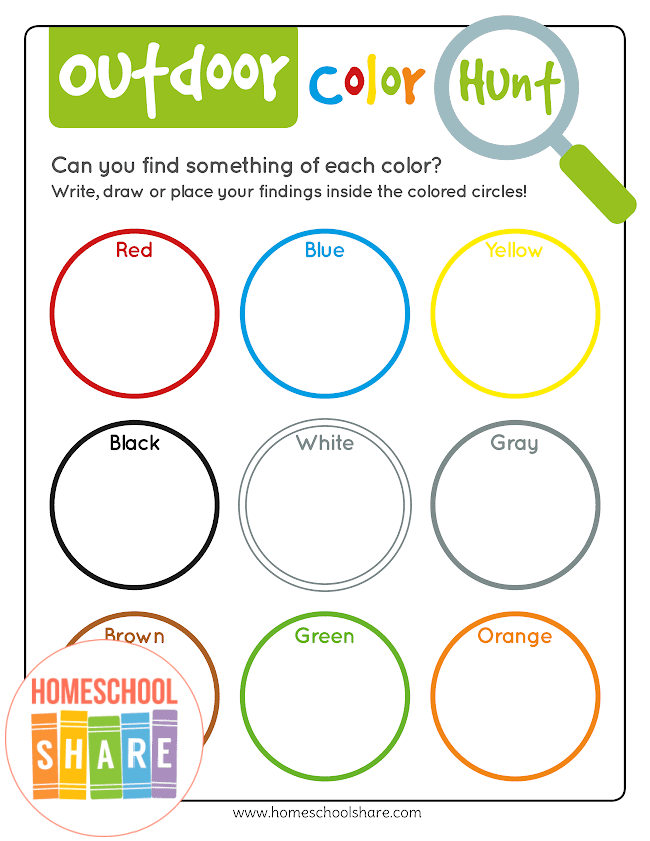 Free Color Scavenger Hunts For Kids Homeschool Share