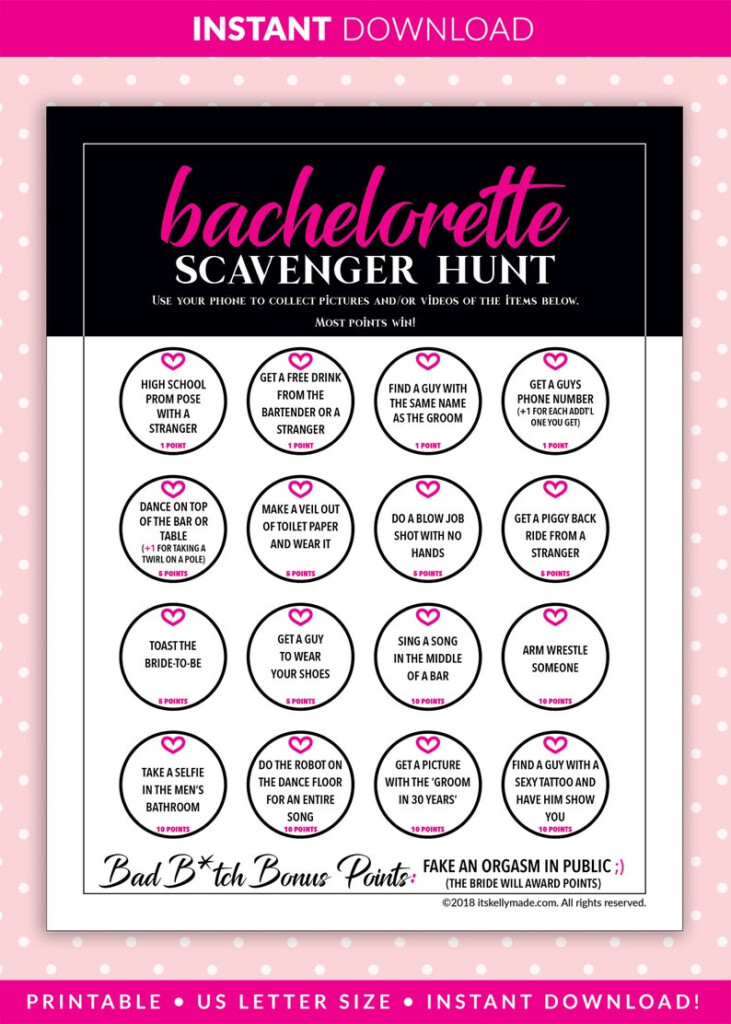 Free Printable Bachelorette Scavenger Hunt To Make Your Bachelorette 
