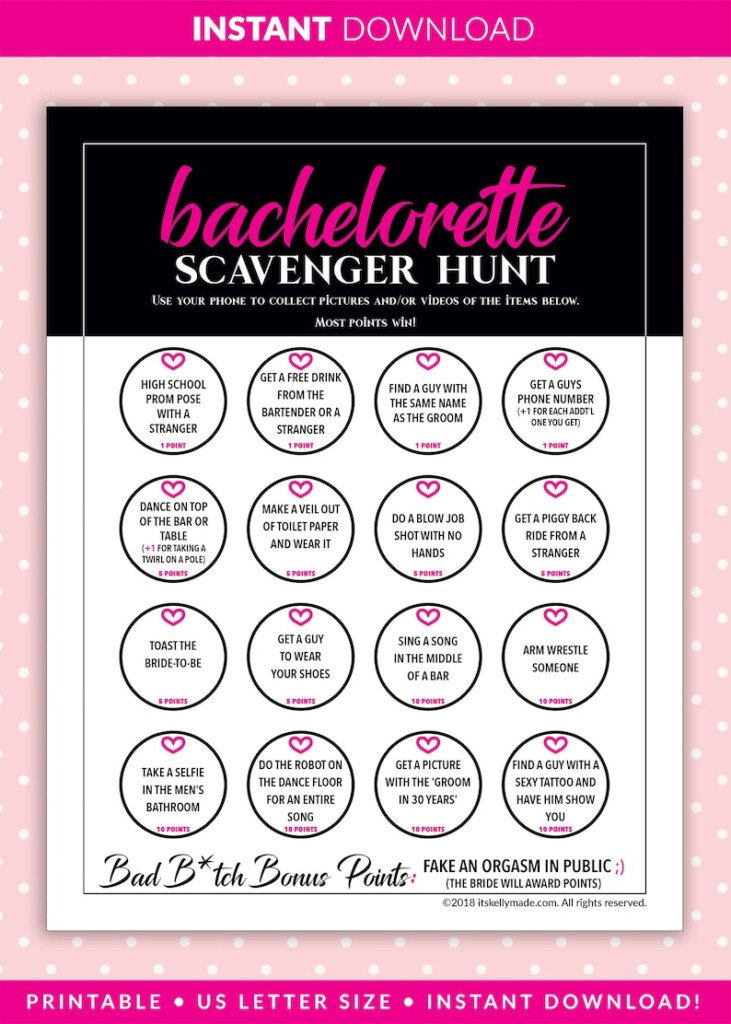 Free Printable Bachelorette Scavenger Hunt To Make Your Bachelorette 