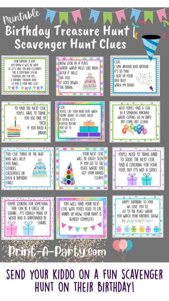 Free Printable Birthday Scavenger Hunt Kids