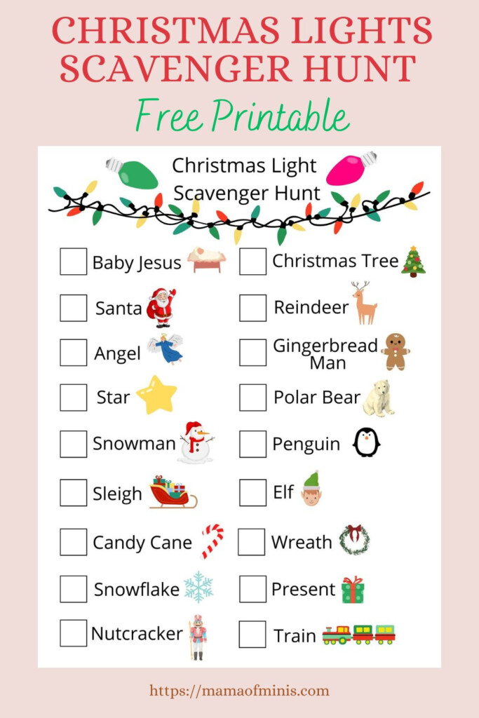 Free Printable Christmas Light Scavenger Hunt PDF