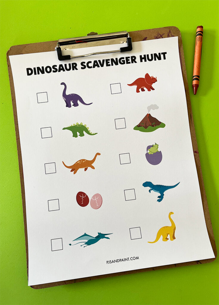 Free Printable Dinosaur Scavenger Hunt Pjs And Paint