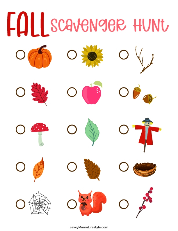 Free Printable Fall Scavenger Hunt Autumn Activity For Kids