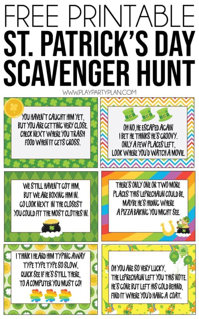 Free Printable Leprechaun Scavenger Hunt Clues Dev onallcylinders