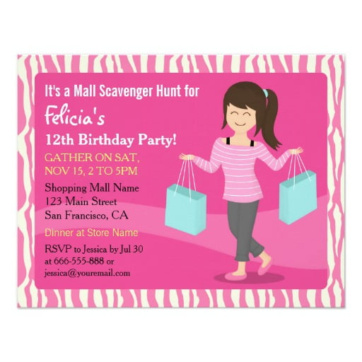 FREE Printable Mall Scavenger Hunt Birthday Party Invitations FREE 