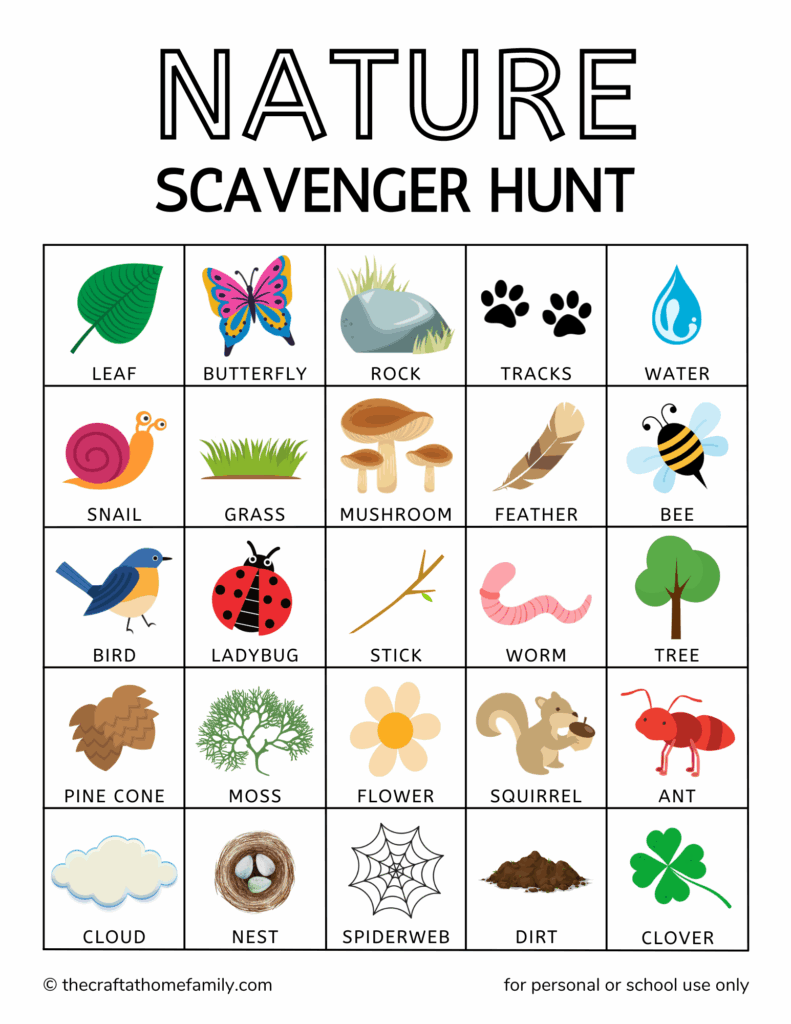 Free Printable Nature Scavenger Hunt For Kids Artofit