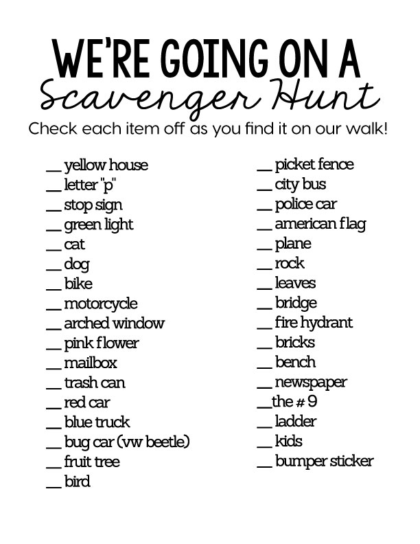 Free Printable Scavenger Hunts