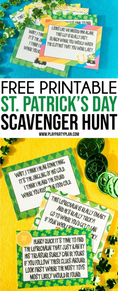 Free Printable St Patrick s Day Scavenger Hunt Riddles Play Party Plan