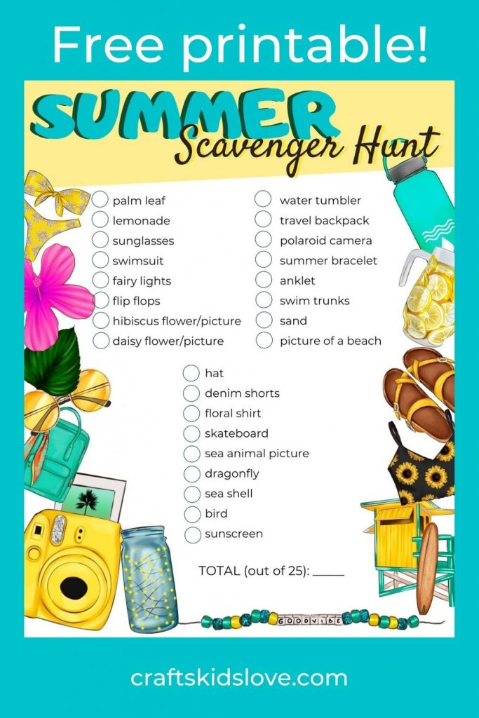 Free Printable Summer Scavenger Hunt Crafts Kids Love