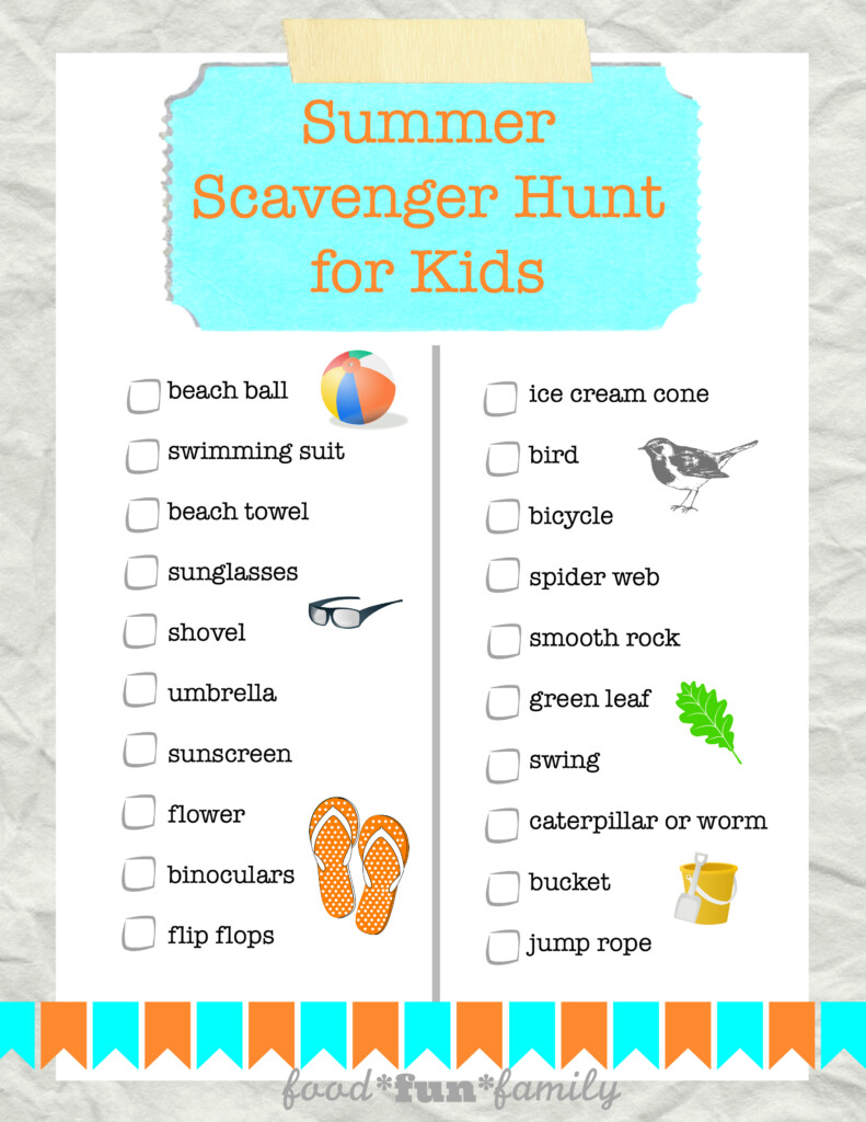 Free Printable Summer Scavenger Hunt For Kids