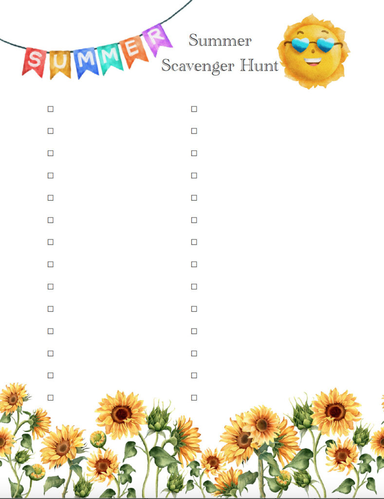 Free Printable Summer Scavenger Hunts 6 Options