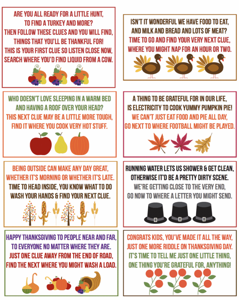 Free Printable Thanksgiving Scavenger Hunt For Kids