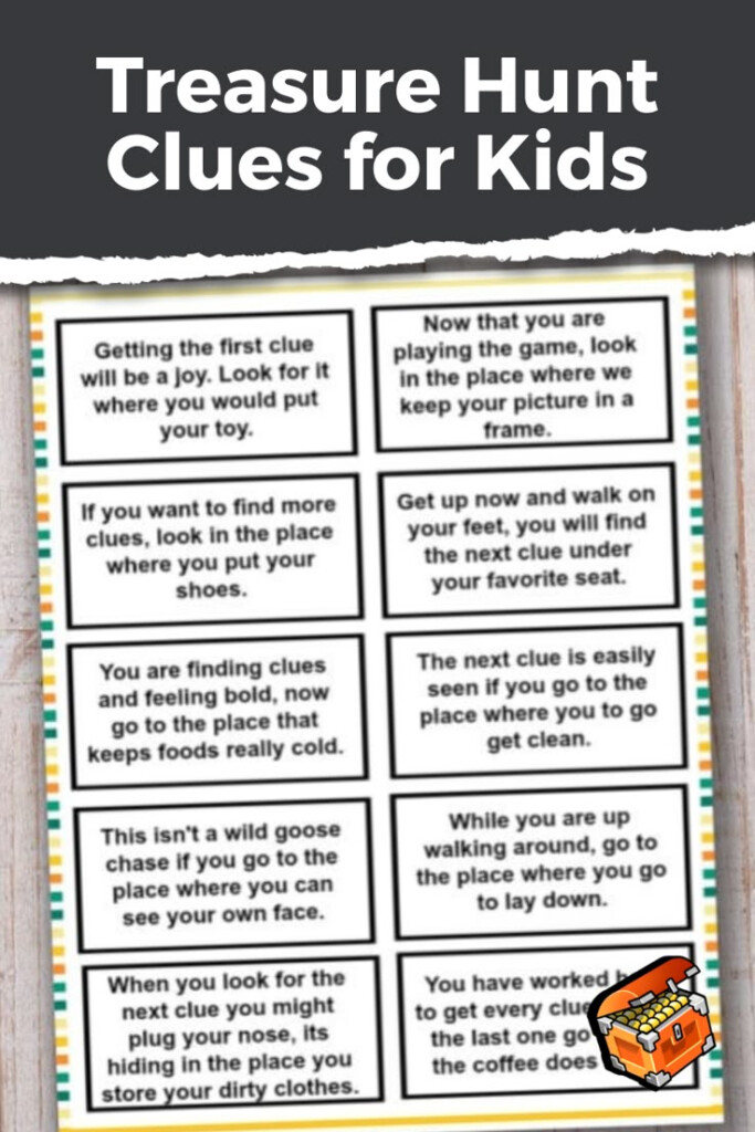 Free Printable Treasure Hunt Clues