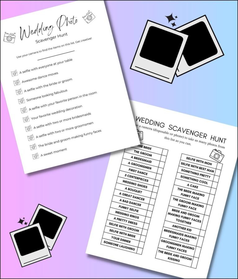 Free Printable Wedding Photo Scavenger Hunt