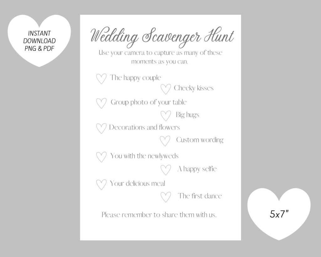 Free Printable Wedding Photo Scavenger Hunt Printable Templates