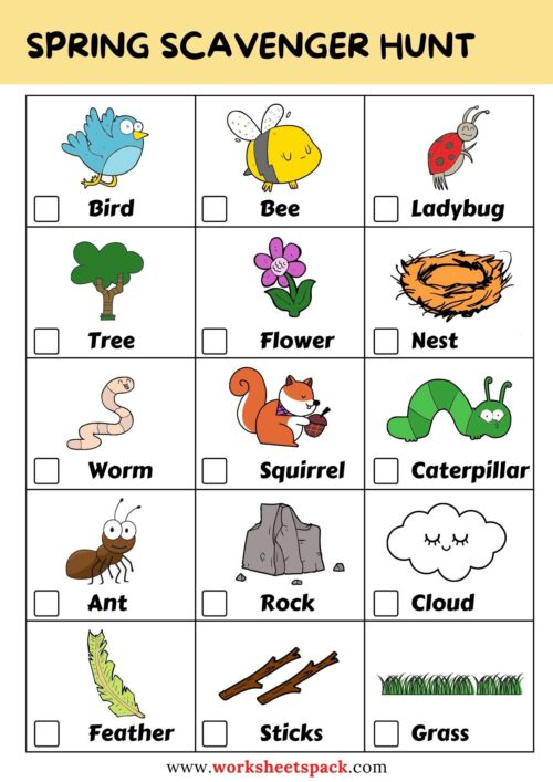 Free Spring Scavenger Hunt PDF Worksheetspack