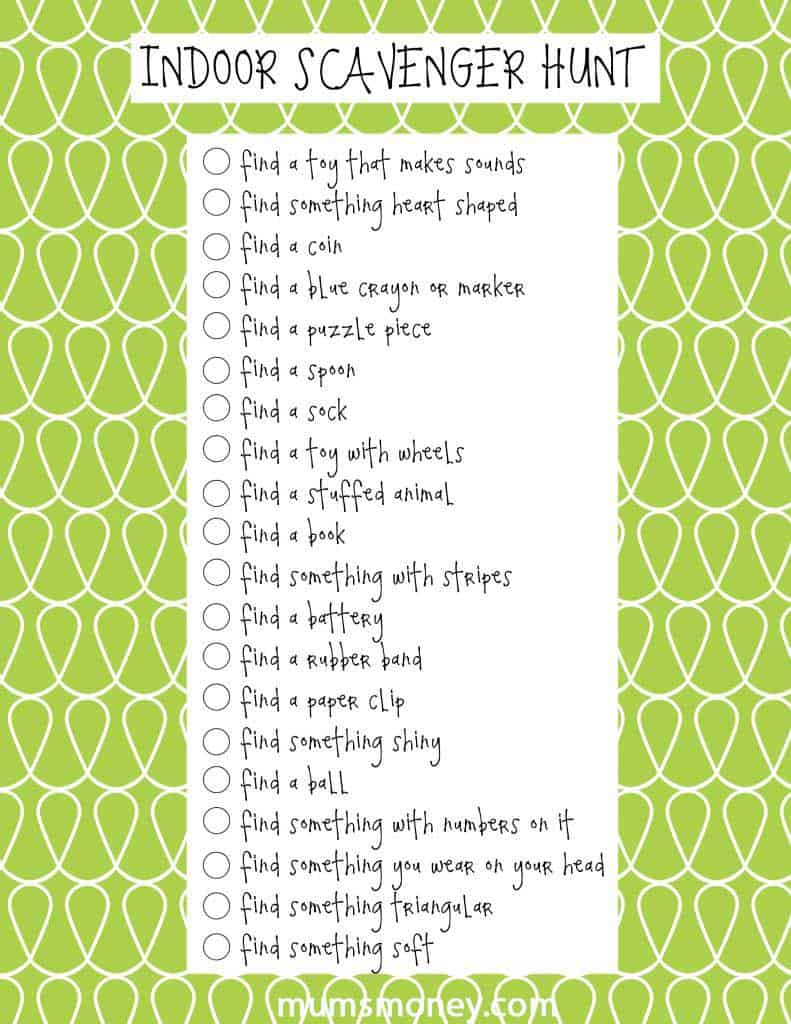 Fun Indoor Scavenger Hunt With Free Printable Mum s Money The Word 