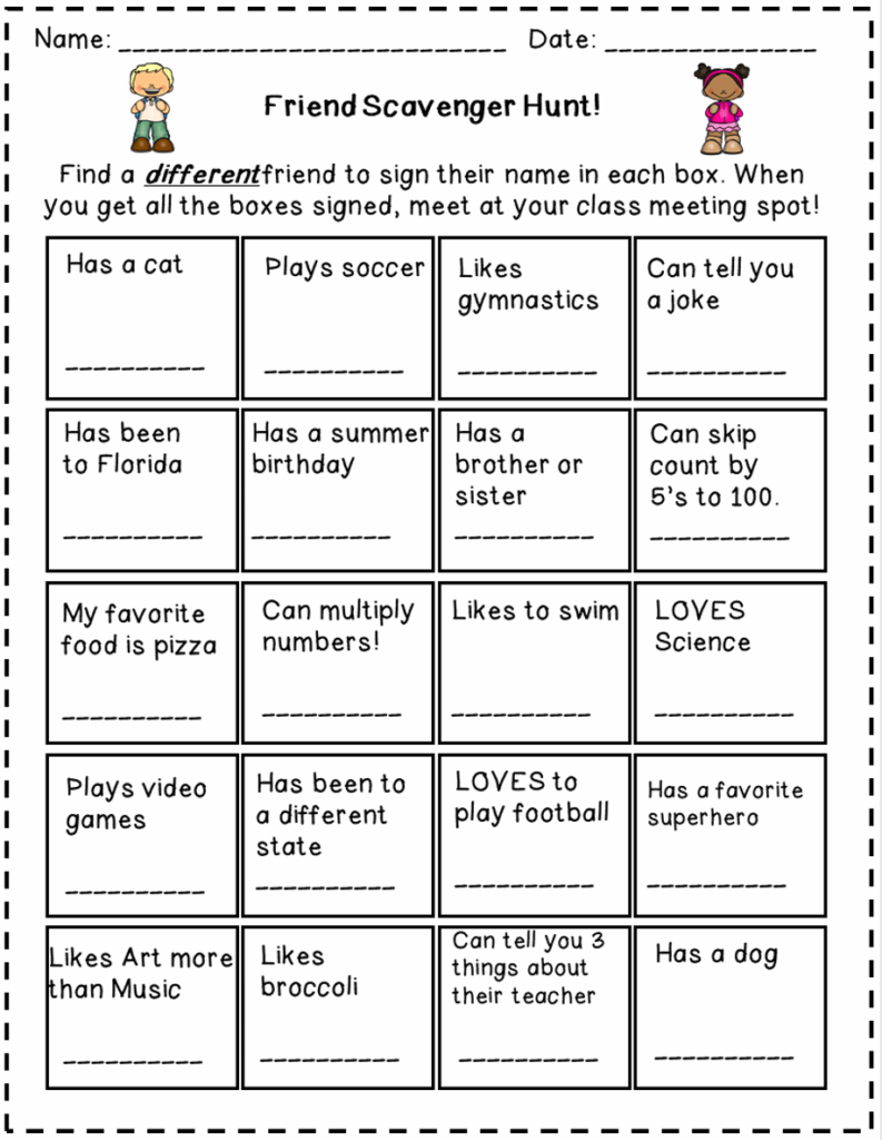 Getting To Know You Scavenger Hunt Printable