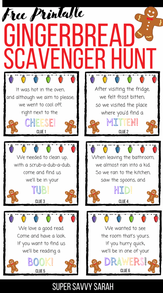 Gingerbread Scavenger Hunt Clues Artofit