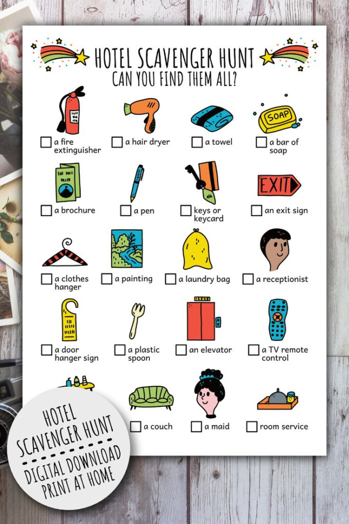 Hotel Scavenger Hunt For Kids Travel Treasure Hunt Family Vacation 