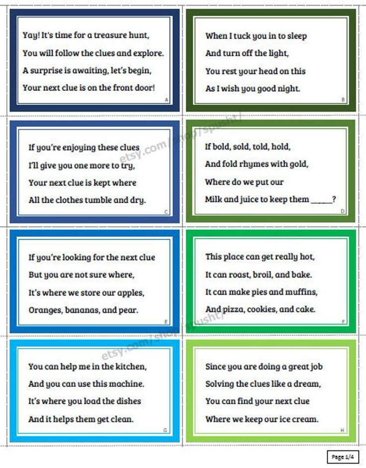 Indoor Scavenger Hunt Clues For Adults