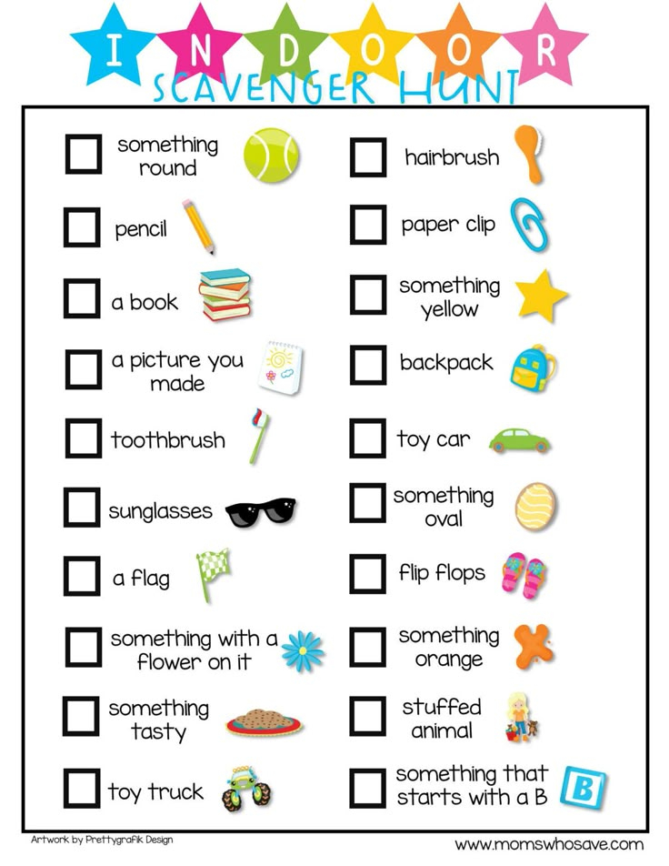 Indoor Scavenger Hunt For Kids Free Printable