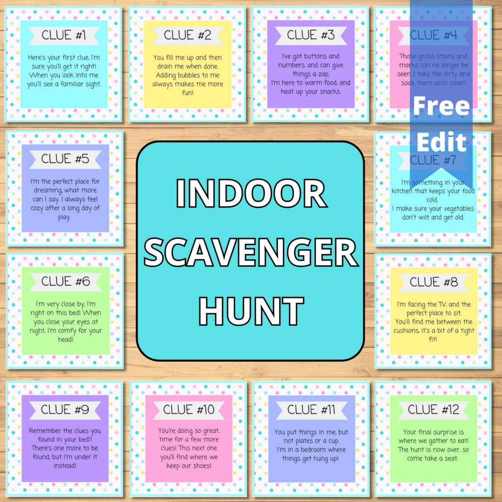 Indoor Scavenger Hunt Printable Treasure Hunt For Kids Scavenger Hunt 