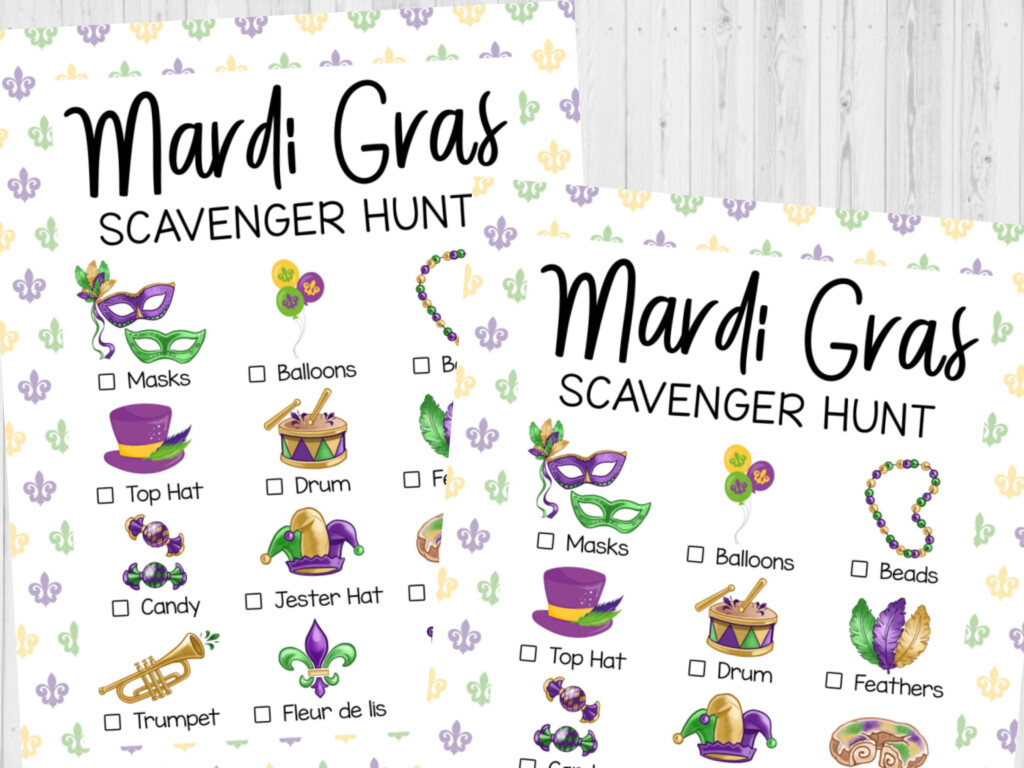 INSTANT DOWNLOAD Mardi Gras Scavenger Hunt Printable Mardi Gras Game 