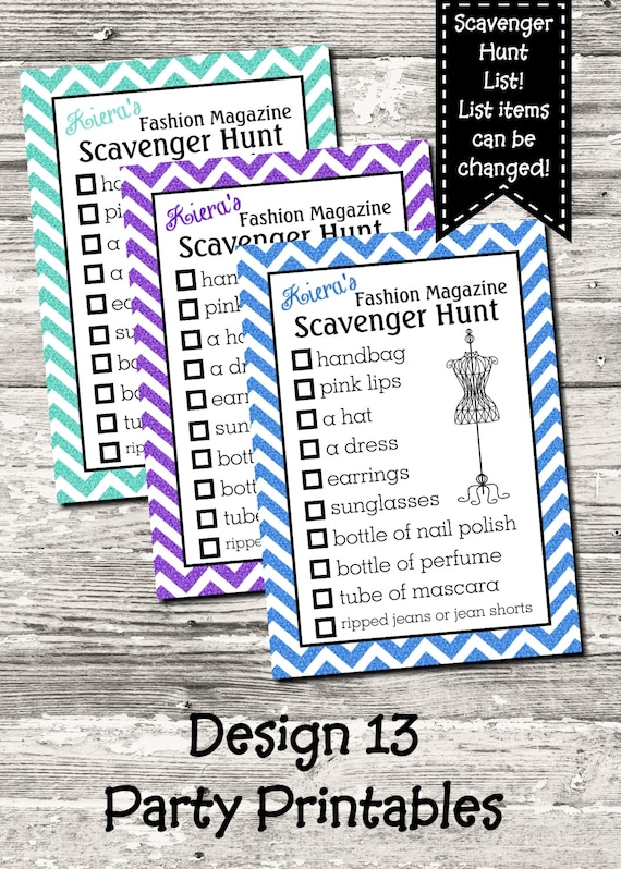 Items Similar To Fashion Magazine Scavenger Hunt List 10 Color Choices 
