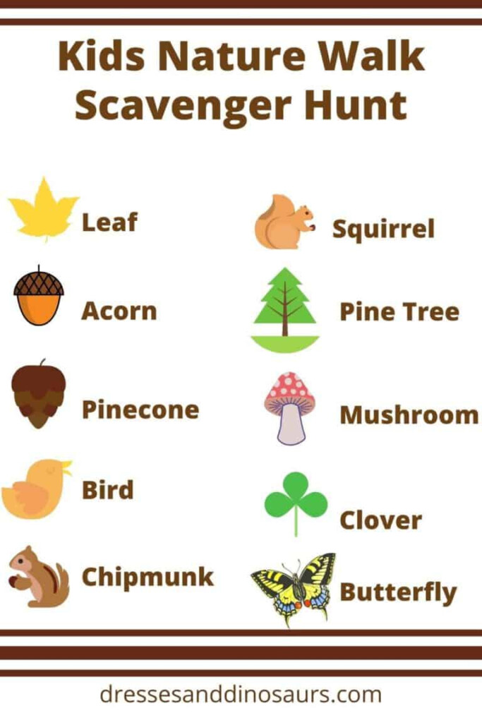 Kids Nature Walk Scavenger Hunt and Free Printable Dresses And 