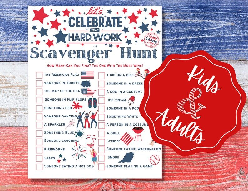 Labor Day Printable Scavenger Hunt For Adults And Kids Etsy