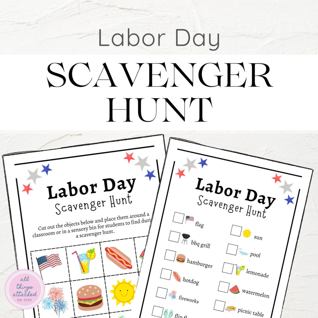 Labor Day Scavenger Hunt Printable Labor Day Day Activity For Kids BBQ 