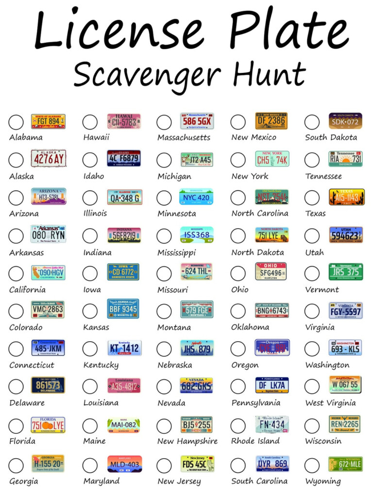 License Plate Scavenger Hunt Etsy