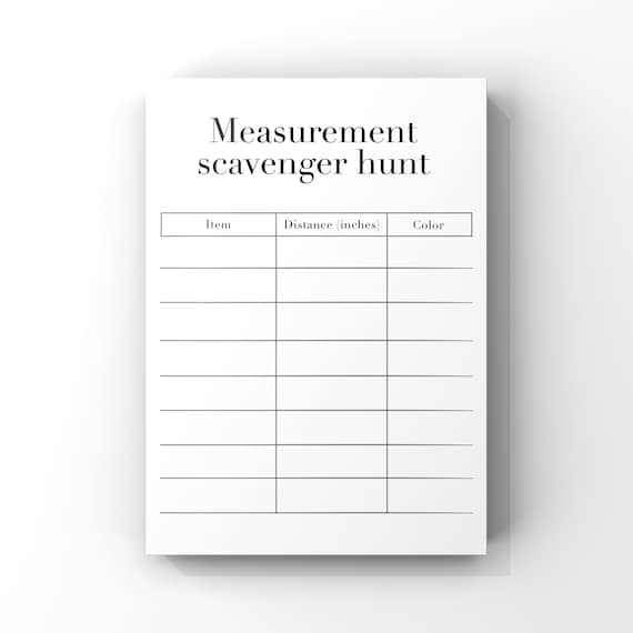 Measurement Scavenger Hunt Printable Measurement Etsy