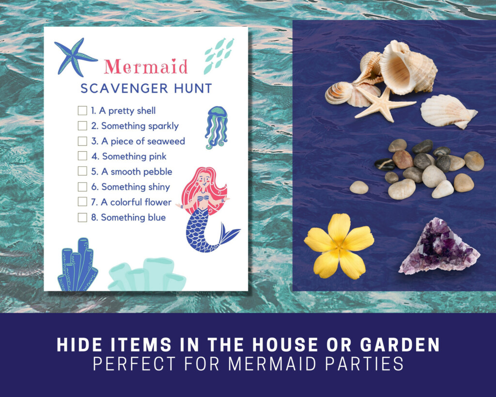 Mermaid Scavenger Hunt Printable Cute Mermaid Party Game Activity For 
