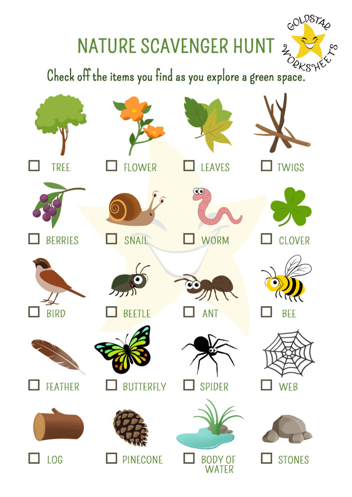 Nature Scavenger Hunt List Printable Nature Scavenger