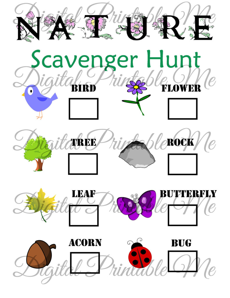 Nature Scavenger Hunt Printable Kids Activity Backyard Game Downlo 